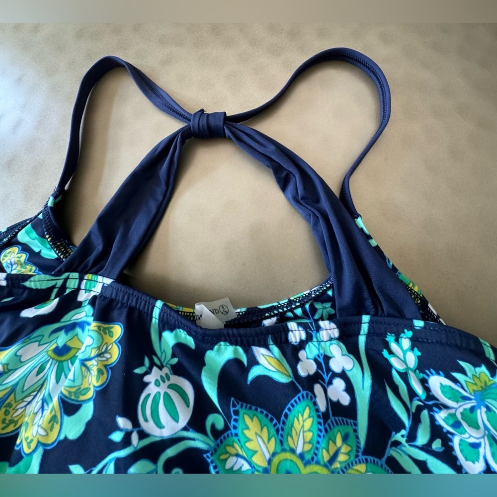 Land’s End Tankini Top, Size 12, Navy with floral print - Picture 5 of 11